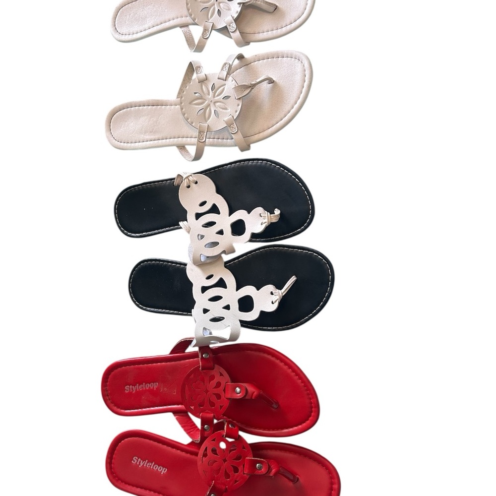 Women's Sandals - Red, Black, and Cream